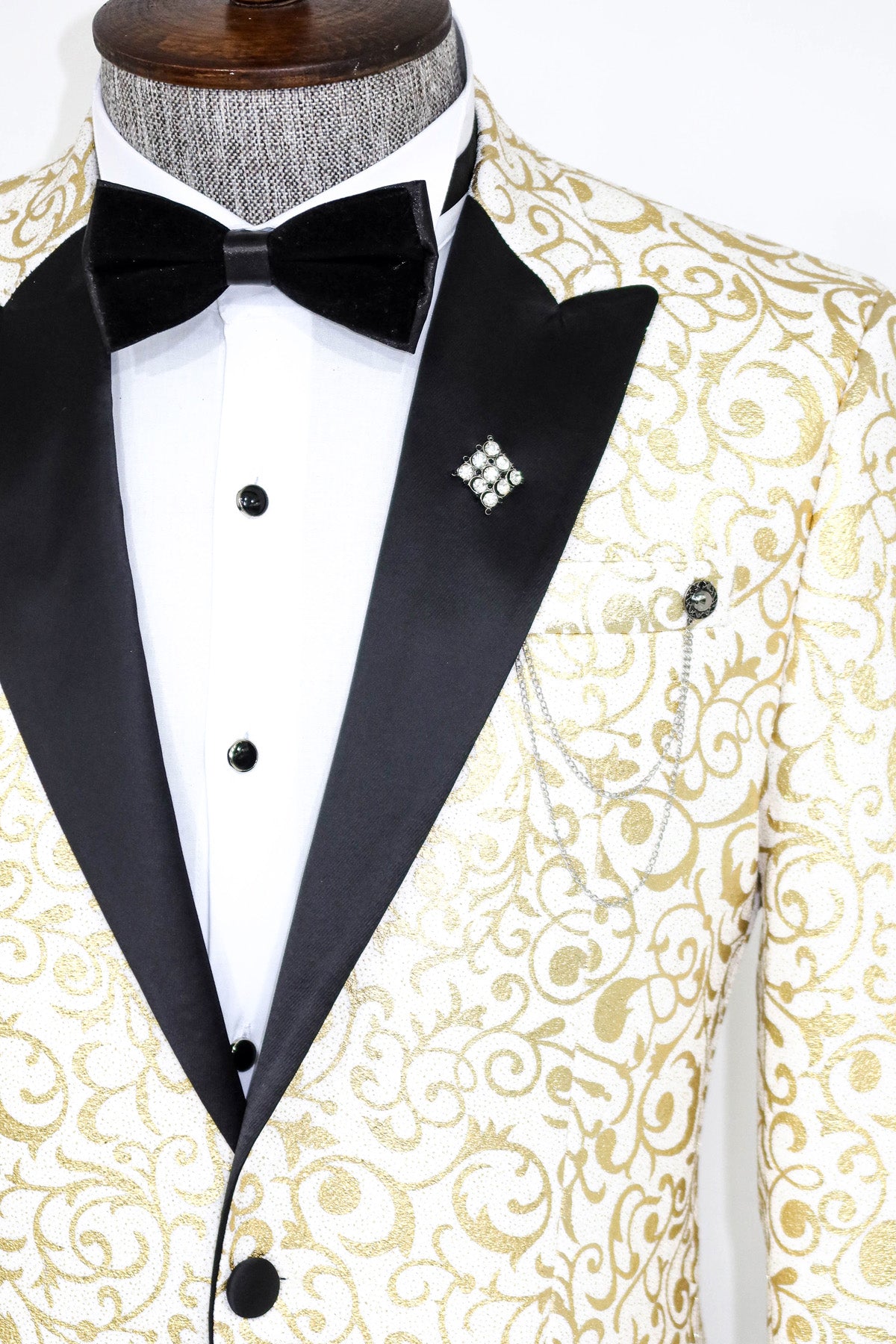 White and Gold Prom Blazer – KCTMenswear
