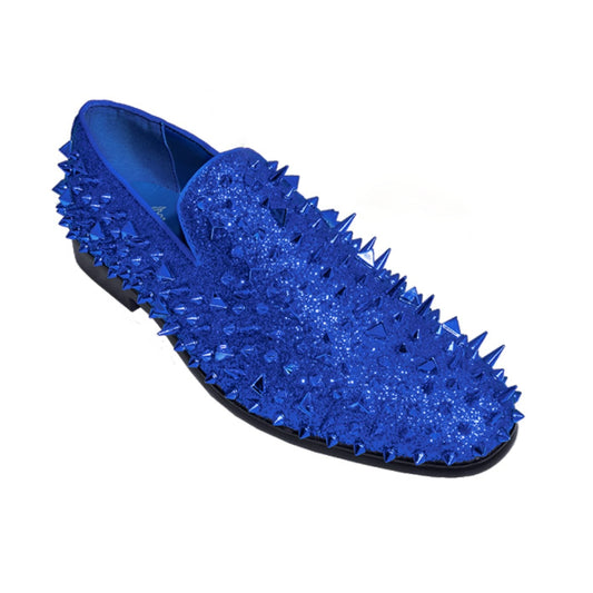 KCT Menswear Prom Shoes - Sparkling Royal Blue with Royal Blue spikes