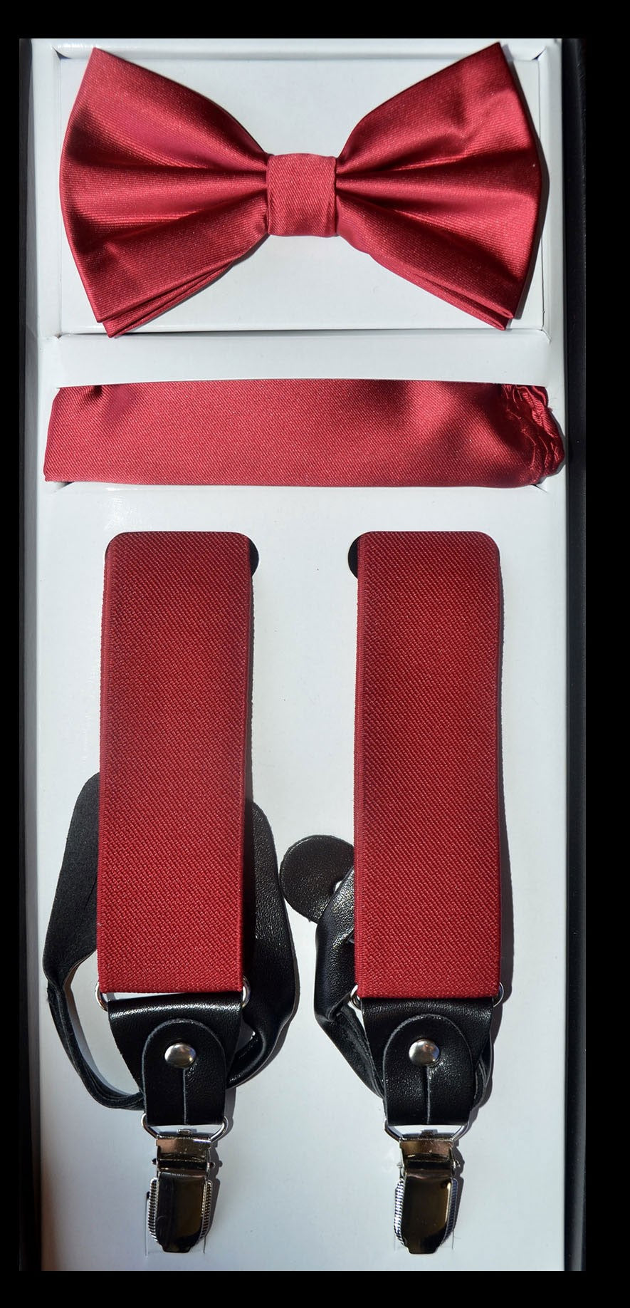 True Red Suspender Bow-tie Set