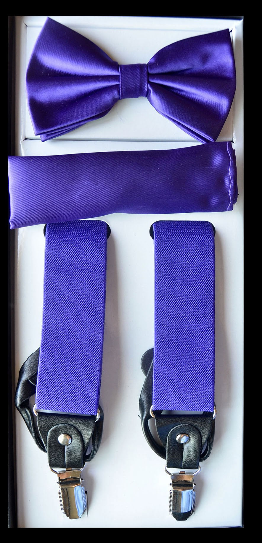 Purple Suspender Bow-tie Set