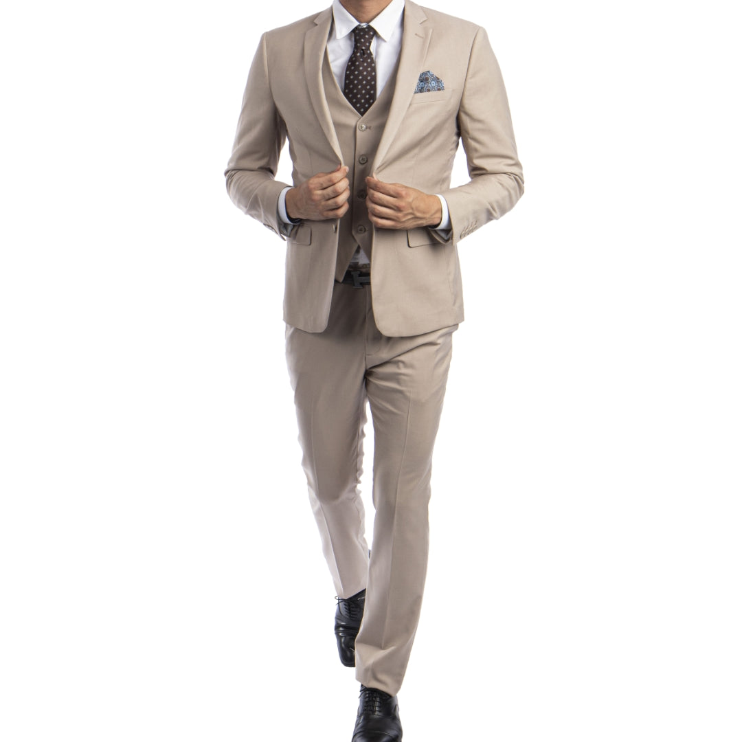 Tan Wedding Suit from KCT Menswear- Tan Jacket Tan Vest Tan Pants 