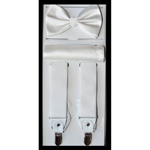 White Suspender Bow-tie Set